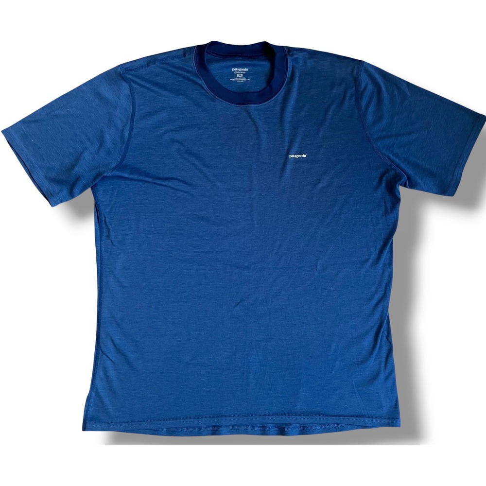 Patagonia Capilene Mens XL Blue Short Sleeve T-Shirt Made in USA RN51884